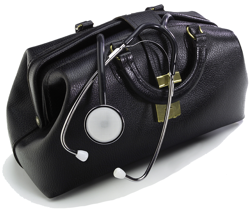 Old-fashioned doctor's black medical bag