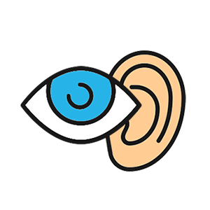 Get treatment for eye and ear conditions. Drawing of eye and ear